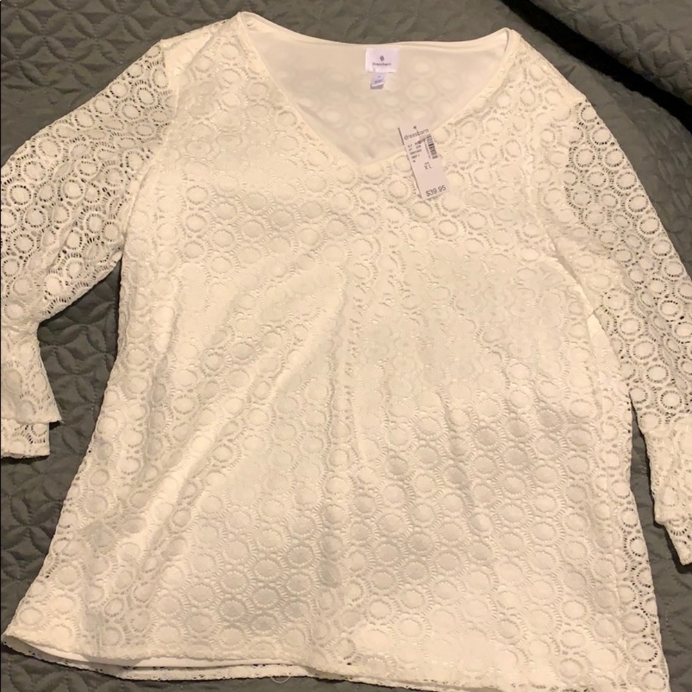 White blouse with plunging neckline